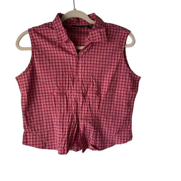 No‎ Boundaries Shirt Y2k Medium Pink Plaid Sleeveless Western Front Zip Top - Picture 1 of 7